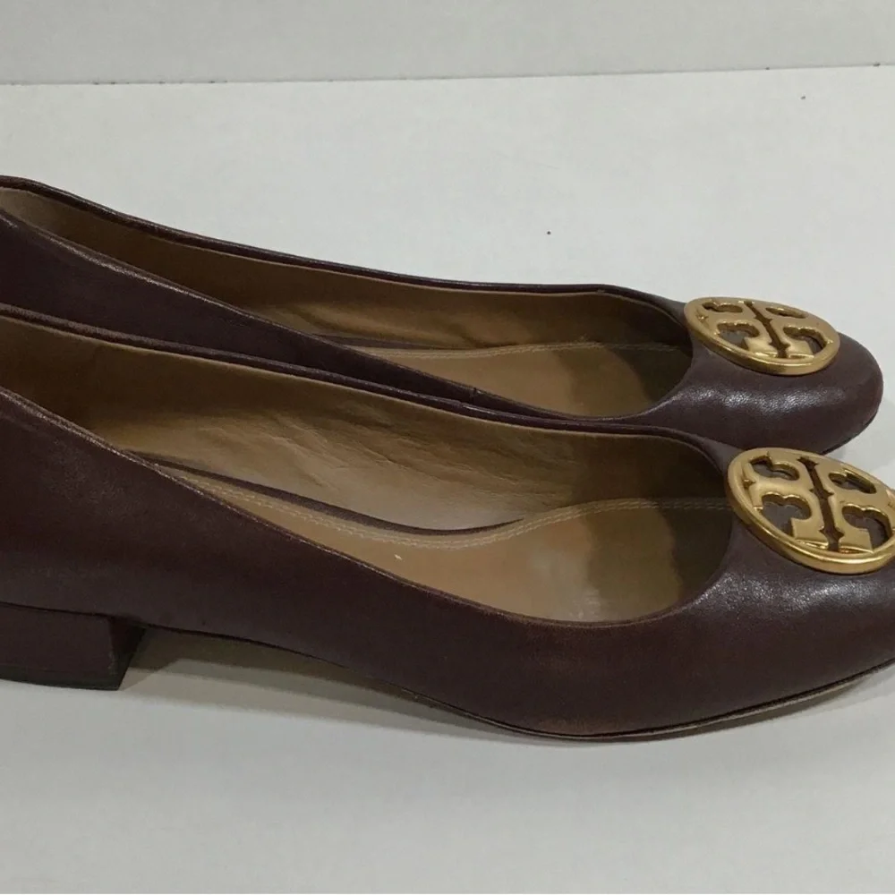 Women’s Tory Burch Chelsea 25mm Brown Leather Ballet Flats Size 6.5M